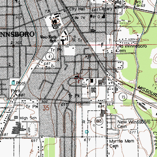 Topographic Map of Jesus Name Home Mission Church, LA