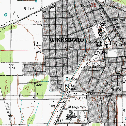 Topographic Map of Saint John Baptist Church, LA