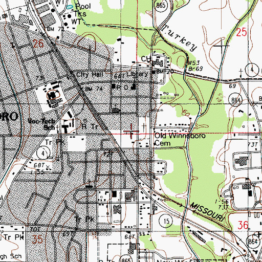 Topographic Map of Saint Marys Catholic Church, LA