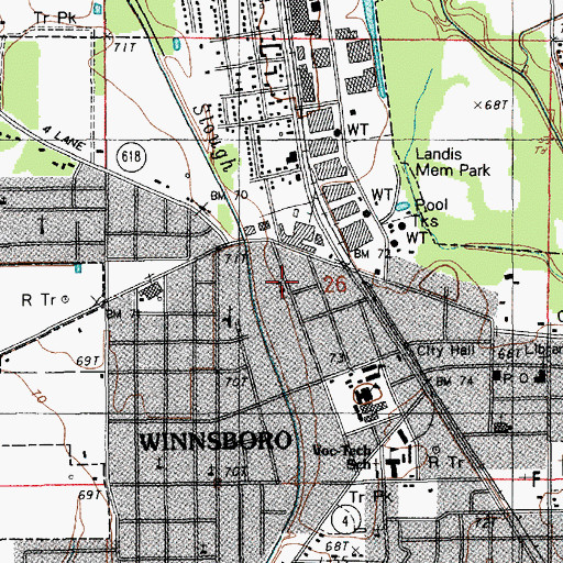 Topographic Map of Second Baptist Church, LA