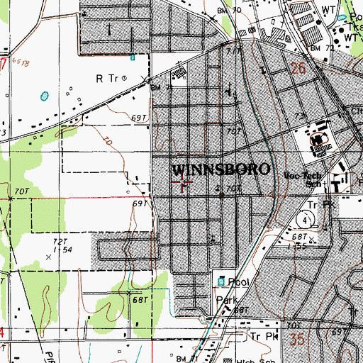 Topographic Map of Shiloh Baptist Church, LA