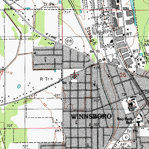 Topographic Map of Temple Baptist Church, LA