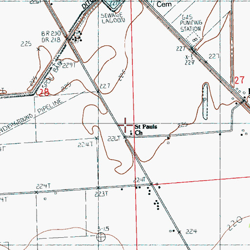 Topographic Map of Saint Pauls Church, AR