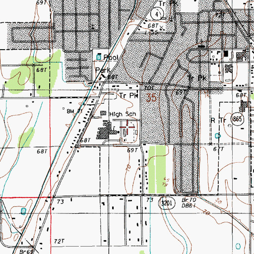 Topographic Map of Wildcat Stadium, LA