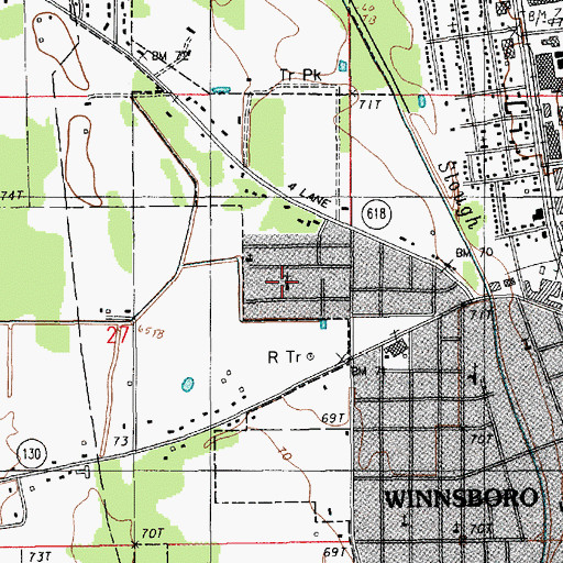 Topographic Map of Winnsboro Assembly of God Church, LA
