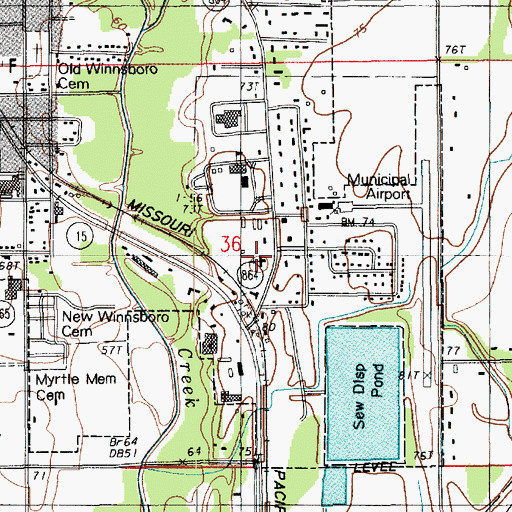 Topographic Map of Winnsboro Pentecostal Church, LA