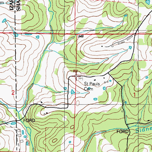 Topographic Map of Saint Pauls Church, AR