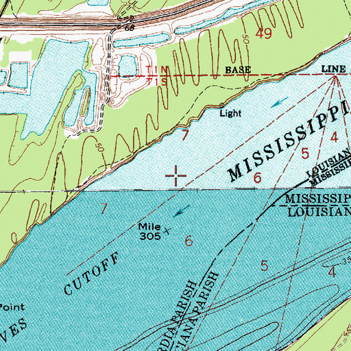 Topographic Map of Above Old River Revetment, LA