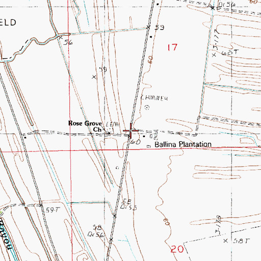 Topographic Map of Ballina, LA