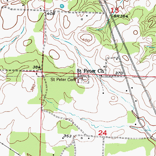 Topographic Map of Saint Peter Cemetery, AR