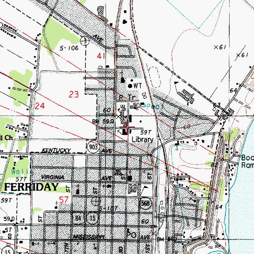 Topographic Map of Concordia Parish Library, LA
