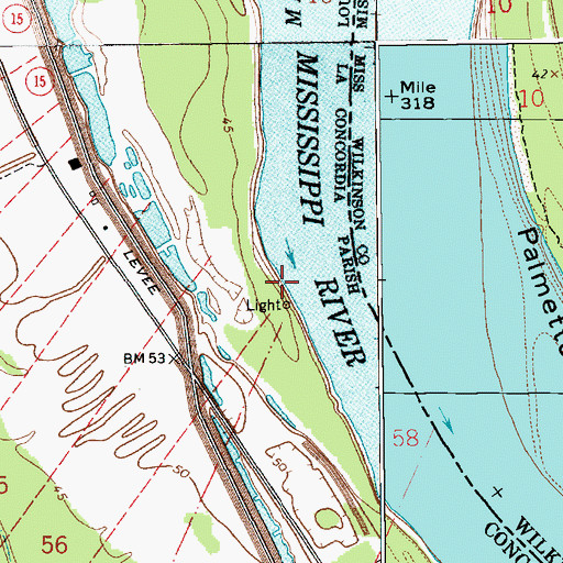 Topographic Map of Coochie Revetment, LA
