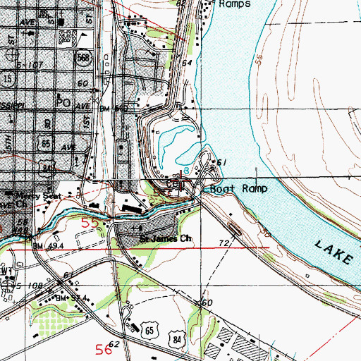 Topographic Map of Ferriday Cemetery, LA