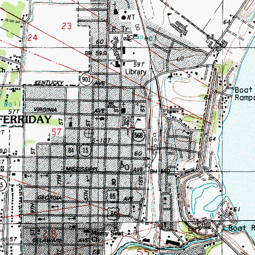 Topographic Map of Ferriday City Hall, LA
