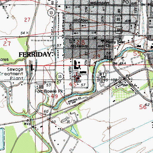 Topographic Map of Ferriday Junior High School, LA