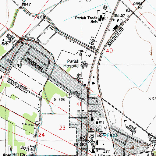 Topographic Map of Ferriday Plaza Shopping Center, LA