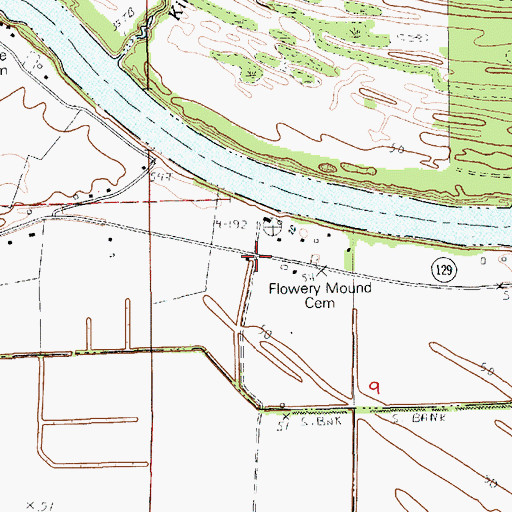Topographic Map of Flowery Mound (historical), LA