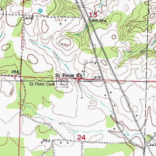 Topographic Map of Saint Peter Church, AR