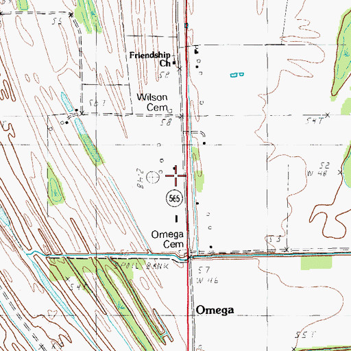 Topographic Map of Omega Oil Field, LA