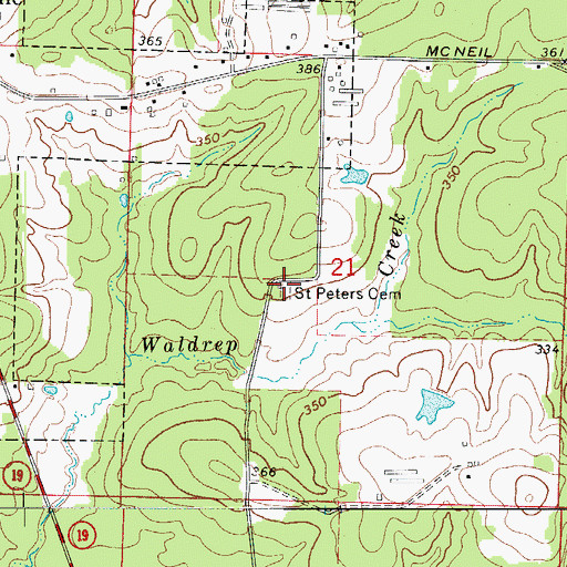 Topographic Map of Saint Peters Cemetery, AR