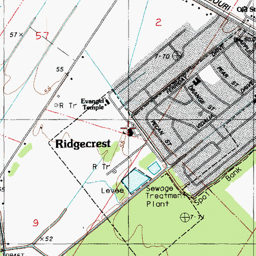 Topographic Map of Ridgecrest School, LA