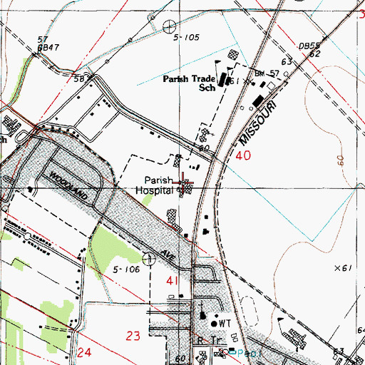 Topographic Map of Riverland Medical Center, LA
