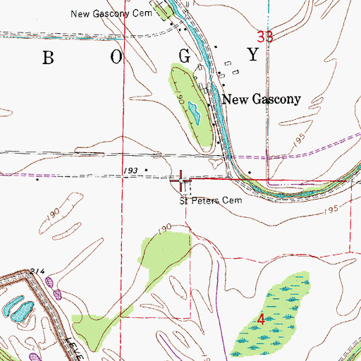 Topographic Map of Saint Peters Cemetery, AR