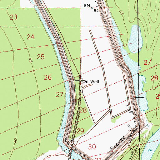 Topographic Map of Shaw Oil Field, LA