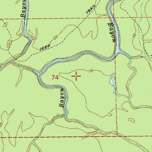 Topographic Map of Three Rivers Wildlife Management Area, LA