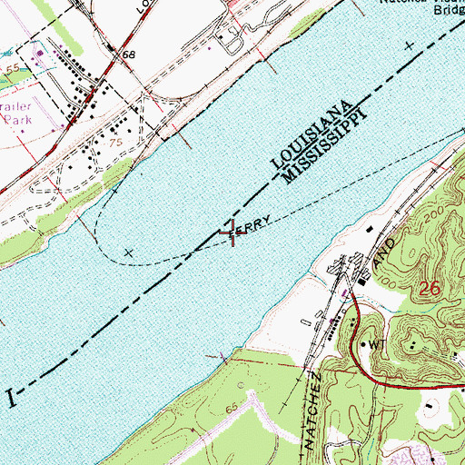 Topographic Map of Vidalia Ferry, LA