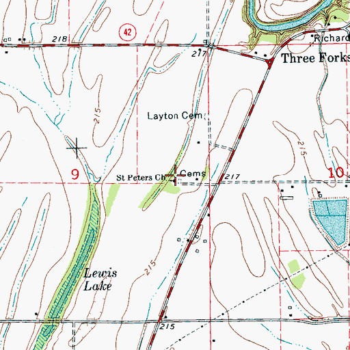 Topographic Map of Saint Peters Church, AR