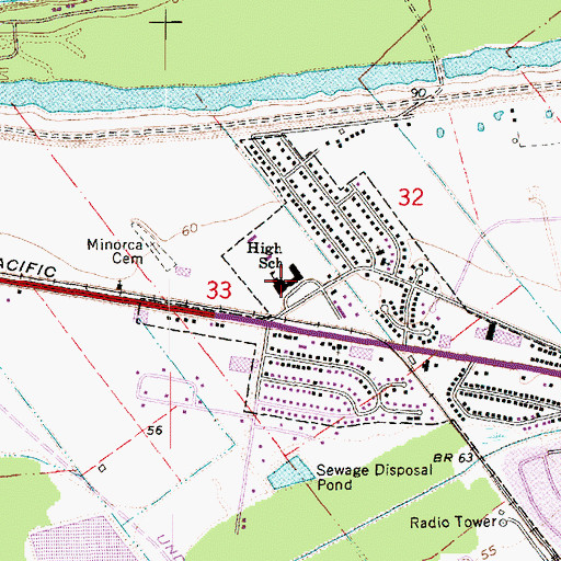 Topographic Map of Vidalia High School, LA