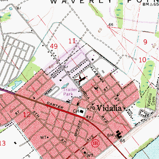 Topographic Map of Vidalia Lower Elementary School, LA