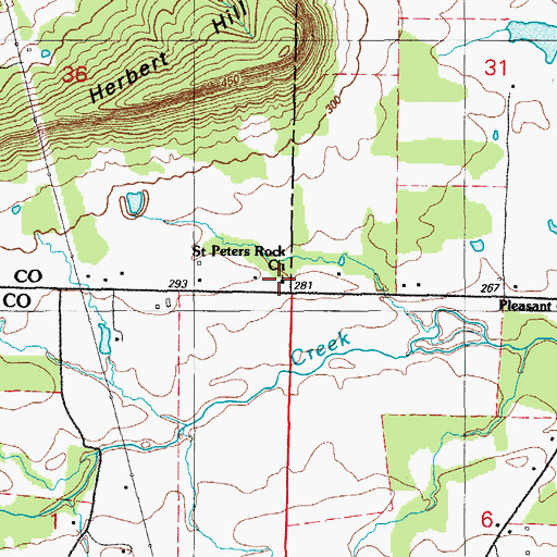 Topographic Map of Saint Peters Rock Church, AR