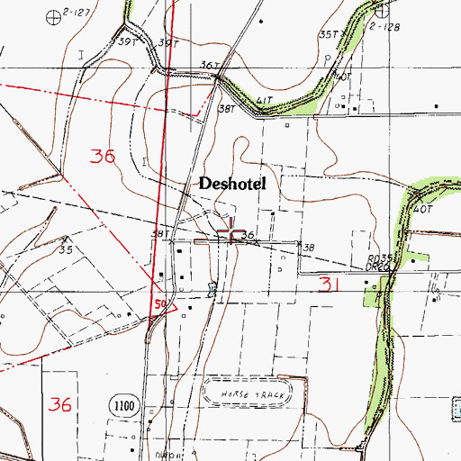 Topographic Map of Deshotel School (historical), LA