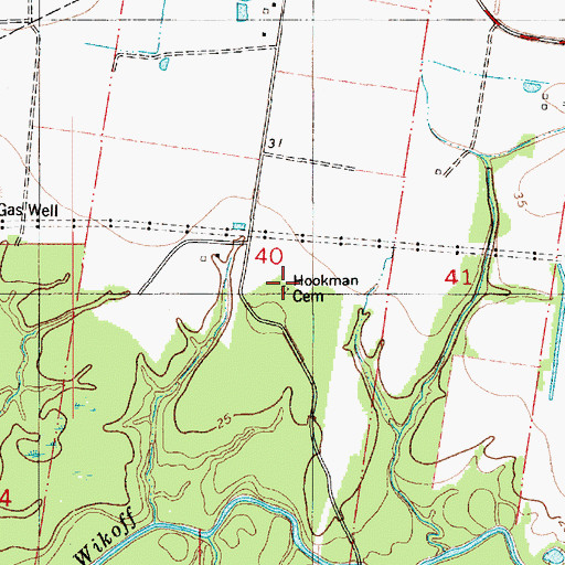 Topographic Map of Hookman Cemetery, LA