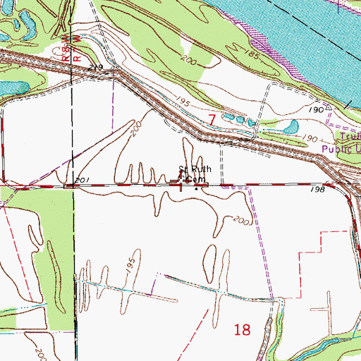 Topographic Map of Saint Ruth Cemetery, AR