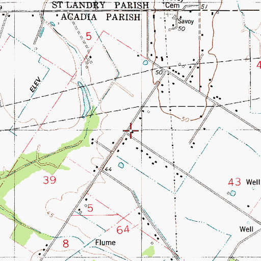 Topographic Map of Pedigo School (historical), LA