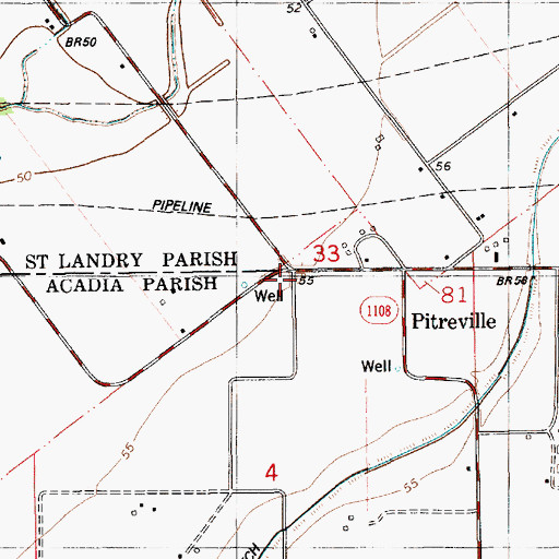 Topographic Map of Pitreville School (historical), LA