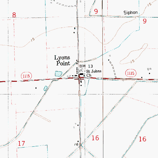 Topographic Map of Sixteenth Section School (historical), LA