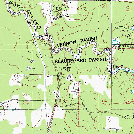 Topographic Map of Camp Anacoco, LA