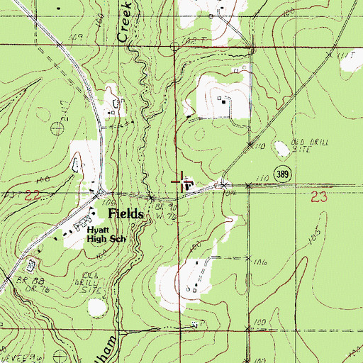 Topographic Map of Fields Baptist Church, LA