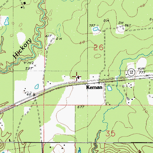 Topographic Map of Kernan Baptist Church, LA