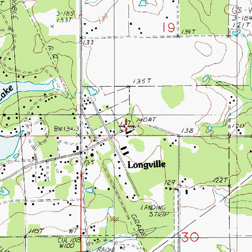 Topographic Map of First Baptist Church of Longville, LA