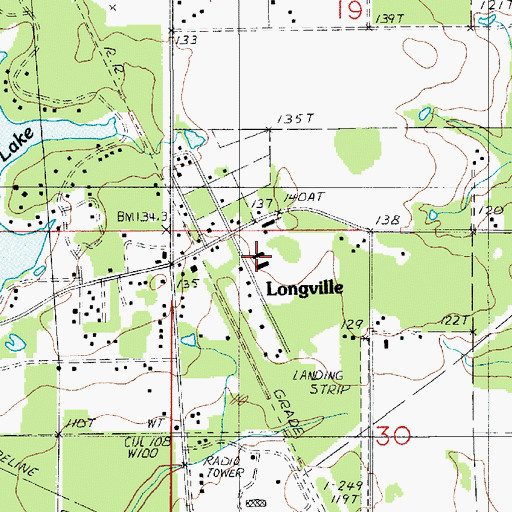 Topographic Map of Longville High School (historical), LA