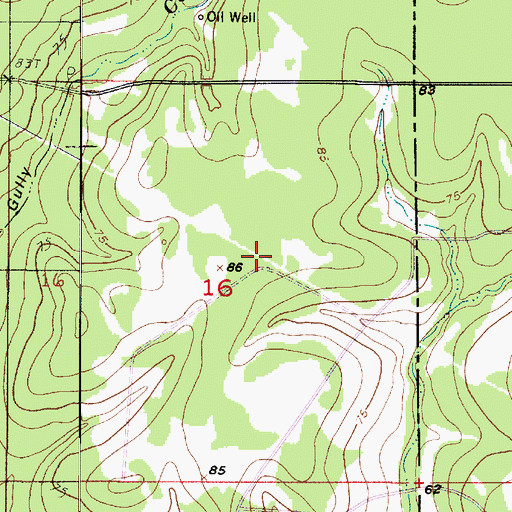 Topographic Map of Cowards Gully Oil and Gas Field, LA