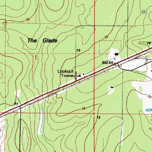 Topographic Map of Gordon Lookout Tower, LA