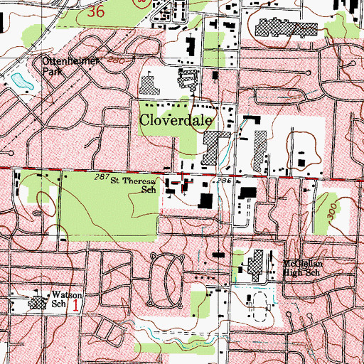 Topographic Map of Saint Theresa School, AR