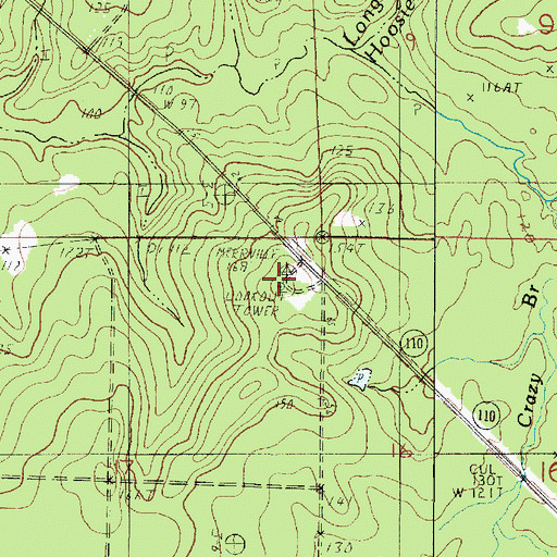 Topographic Map of Merryville Lookout Tower, LA