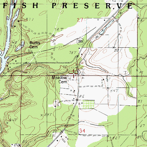 Topographic Map of Meadows School (historical), LA